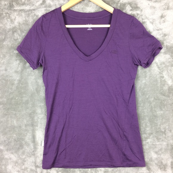 Icebreaker Tops - Icebreaker T Shirt Womens Medium Merino Wool Short Sleeve Purple Hiking Outdoors